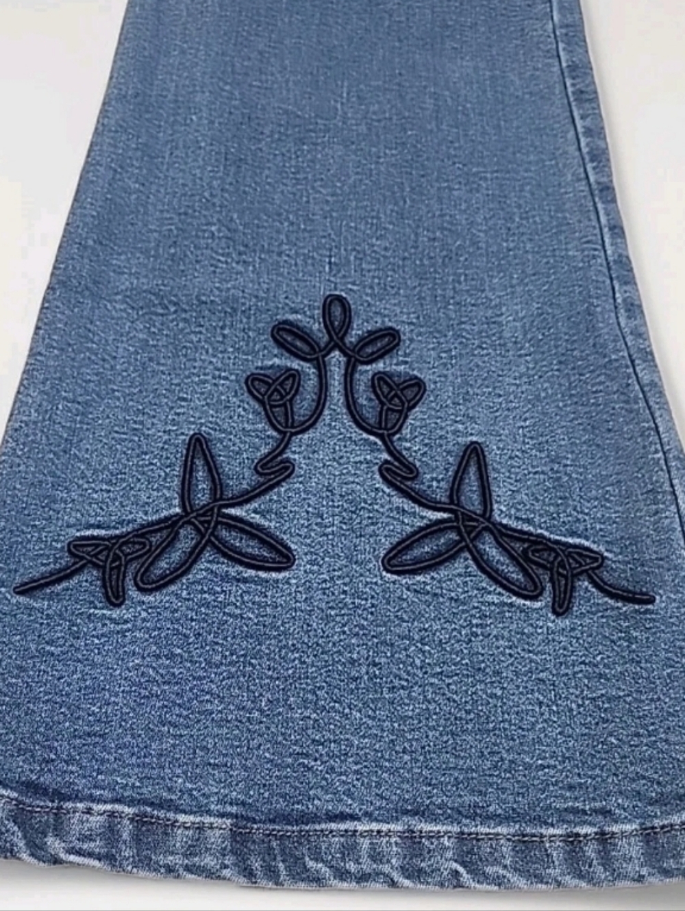 Vtg 90s Y2K Minelli Flare Stretch Jeans W/ THONG 11 Low Rise Blue Retro-RARE - Picture 4 of 16